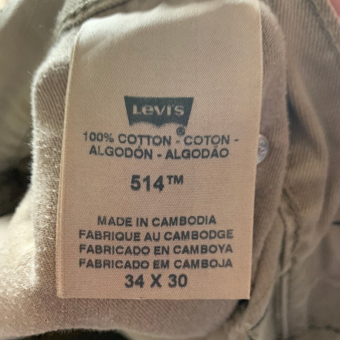 Vintage LEVI'S 514 Jeans W34 L30 Mens Regular Fit Straight Beige