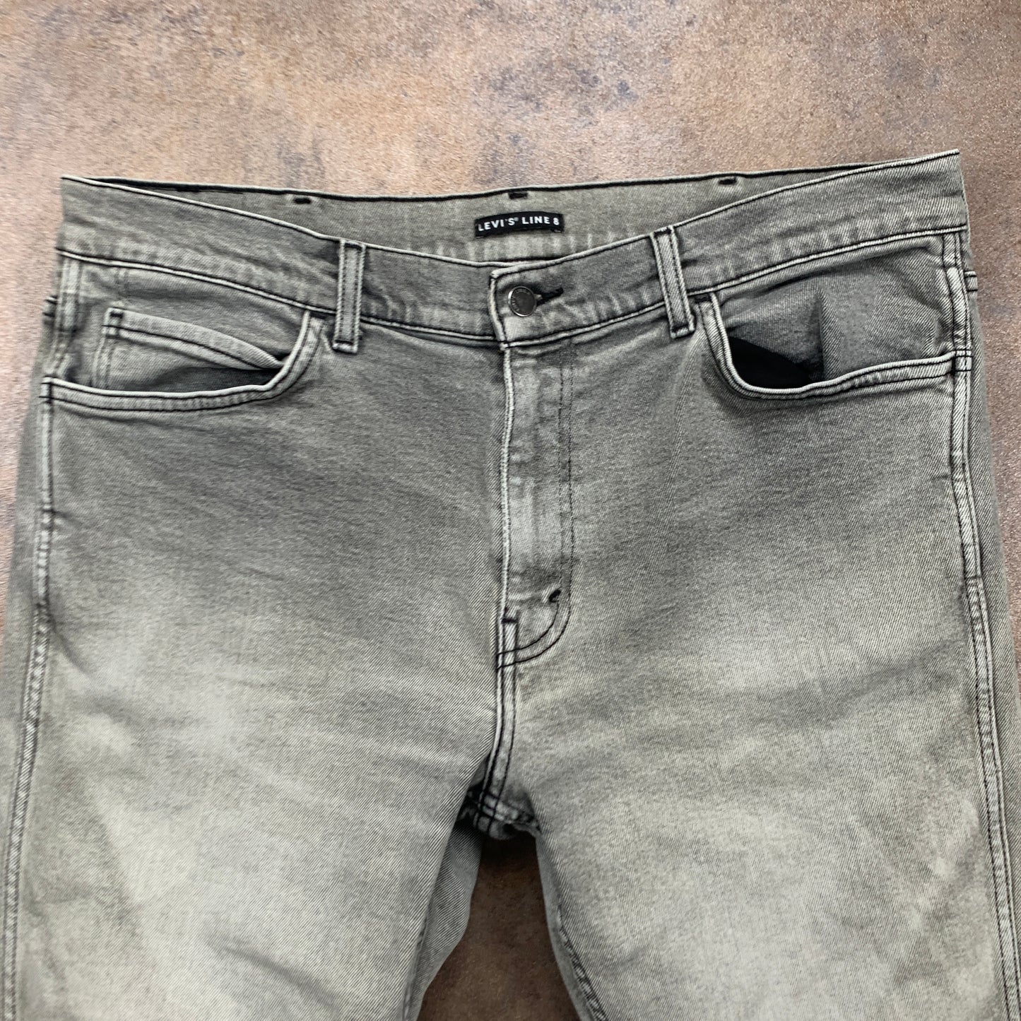 LEVI'S Line 8 Jeans W38 L29 Mens Skinny Fit Grey