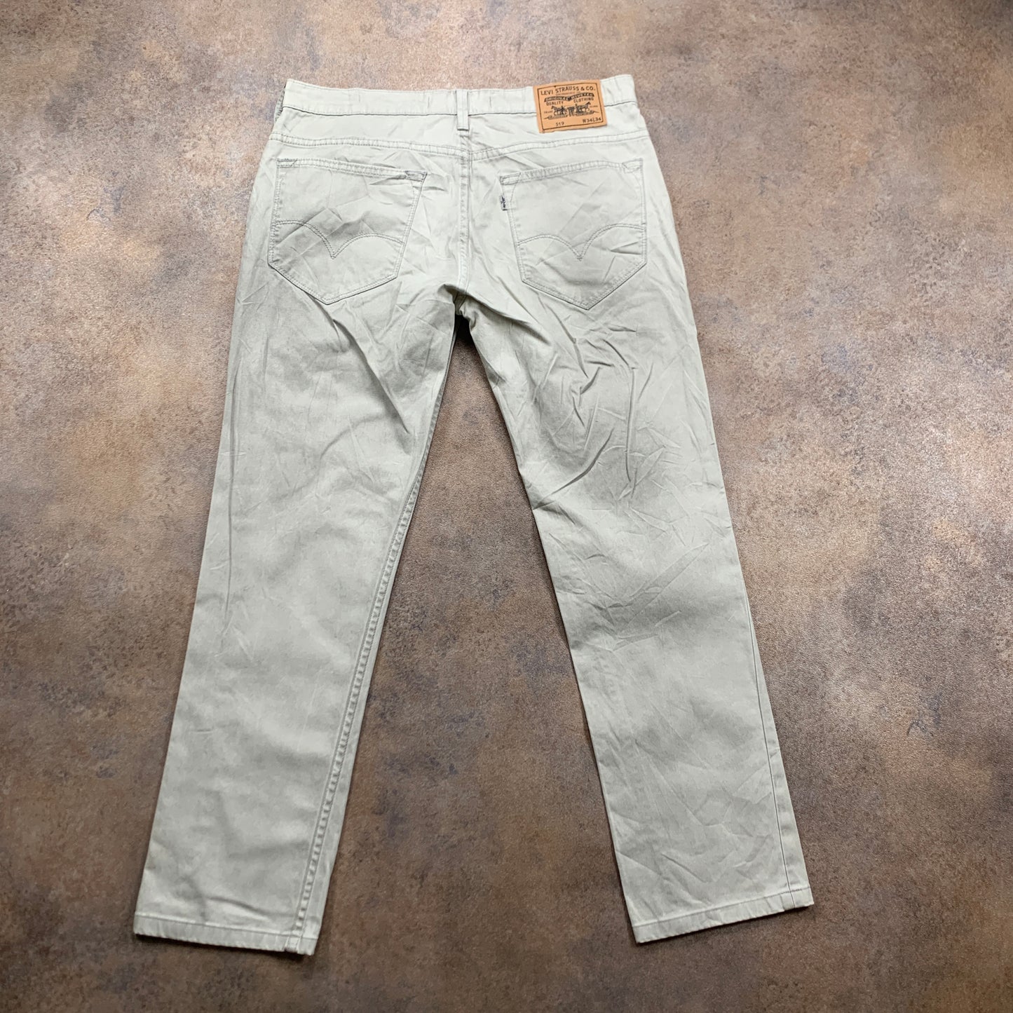 Vintage LEVI'S 519 Jeans W34 L29 Mens Slim Fit Off White