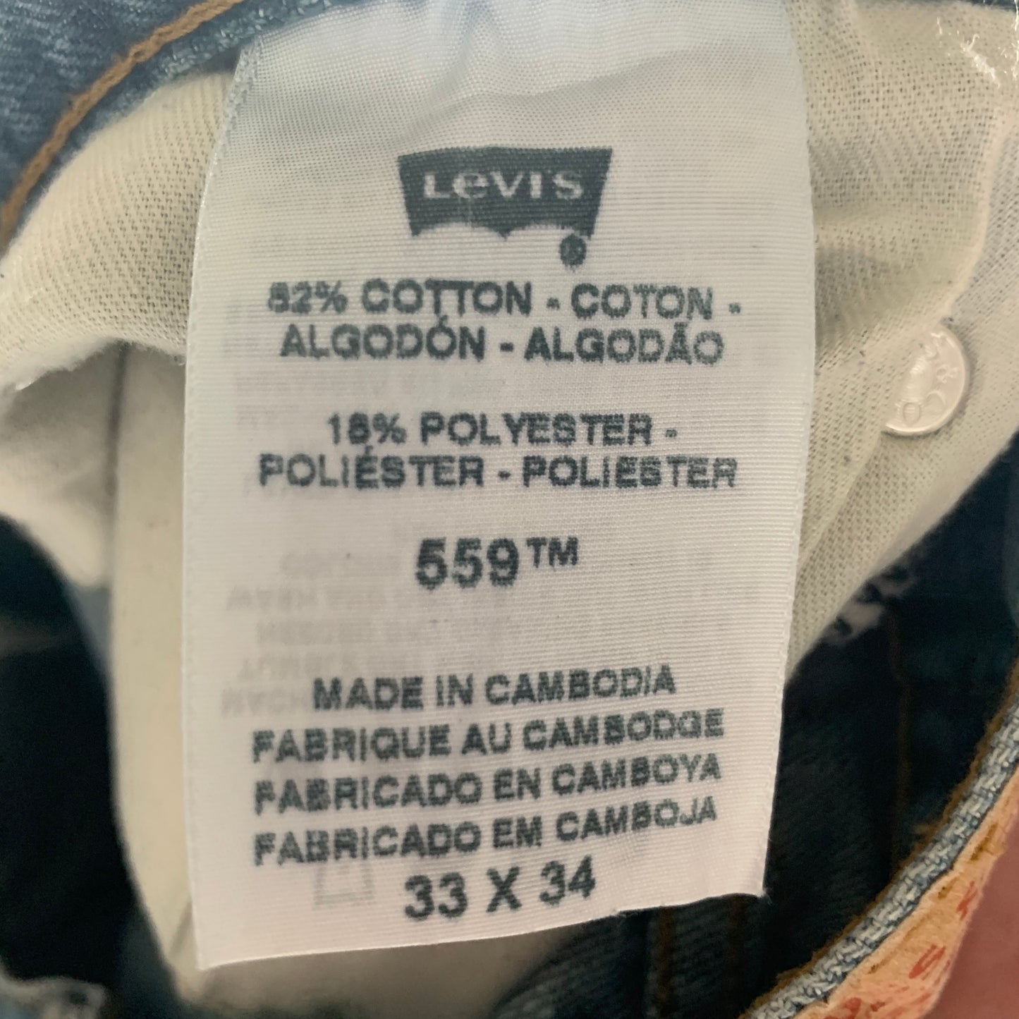LEVI'S 559 Jeans W33 L34 Mens Regular Fit Straight Blue