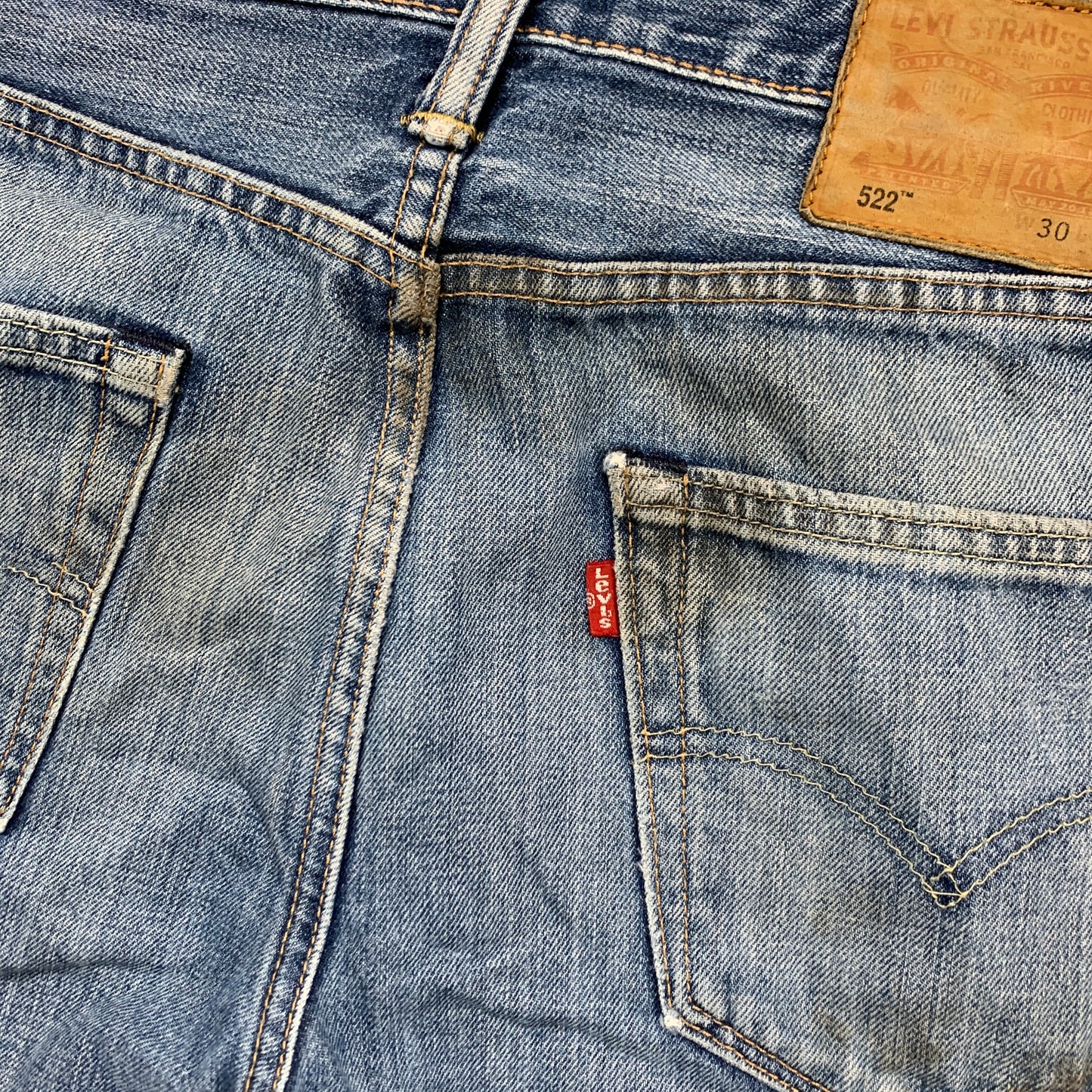 LEVI'S 522 Jeans W30 L29 Mens Slim Fit Tapered Blue