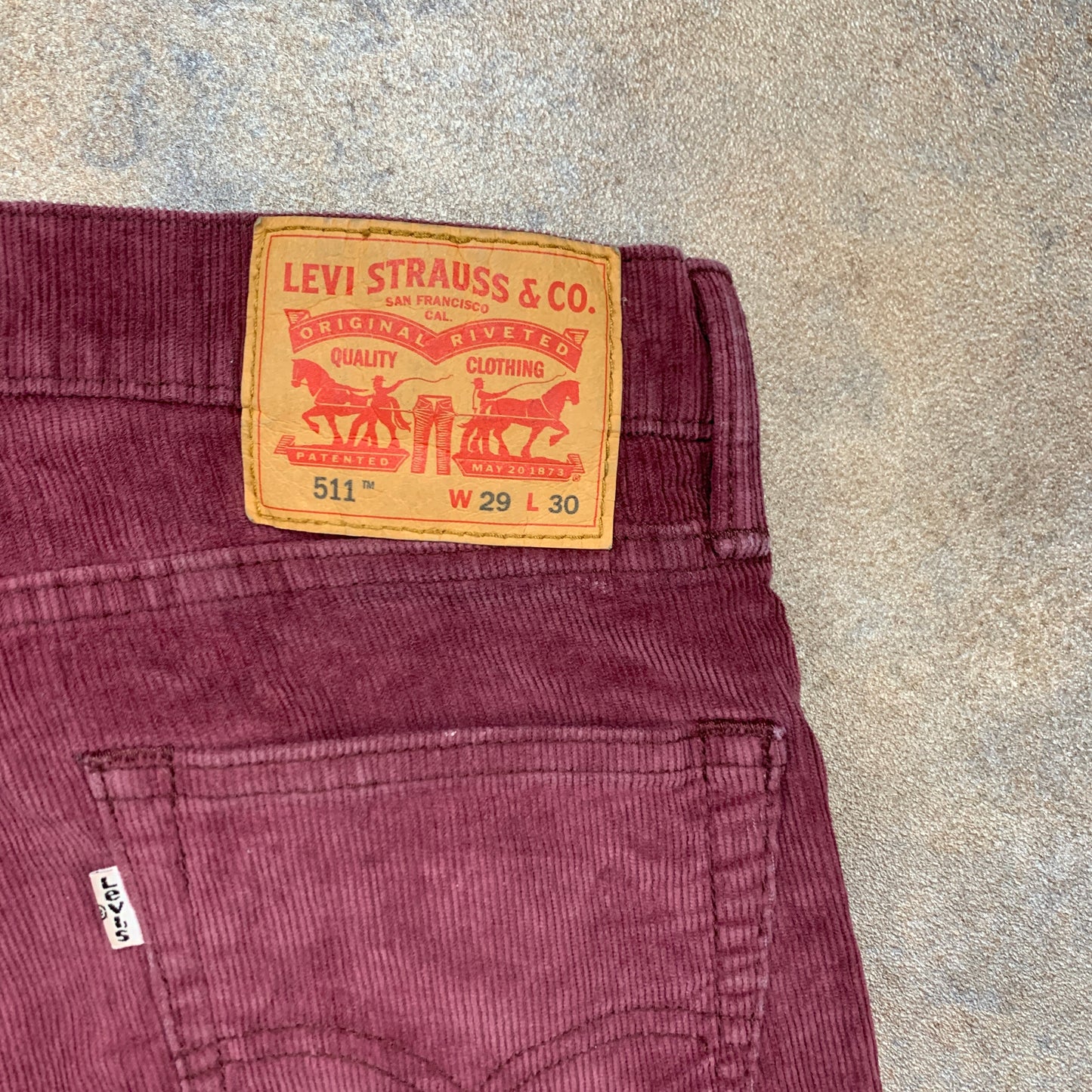 LEVI'S 511 Jeans W29 L29 Mens Slim Fit Purple Corduroy