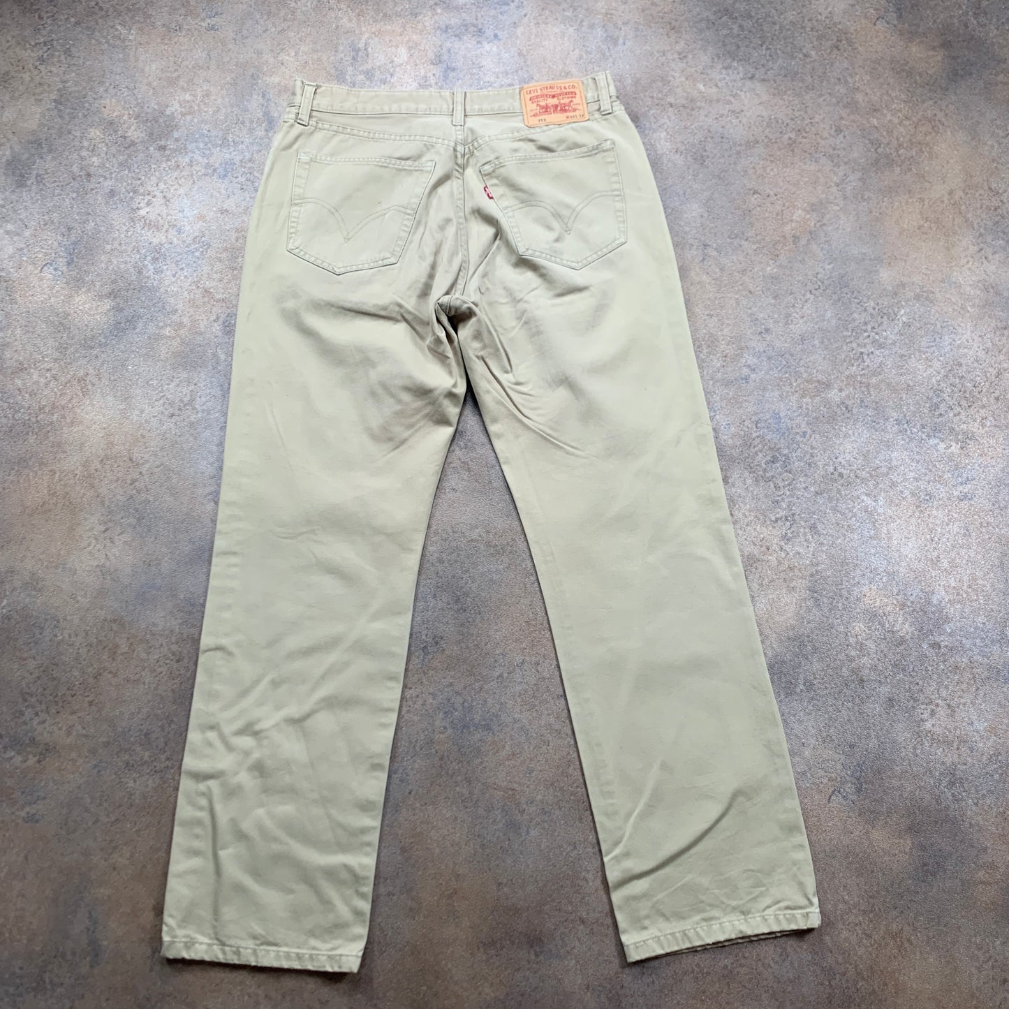 LEVI'S 753 Jeans W32 L31 Mens Relaxed Fit Straight Beige