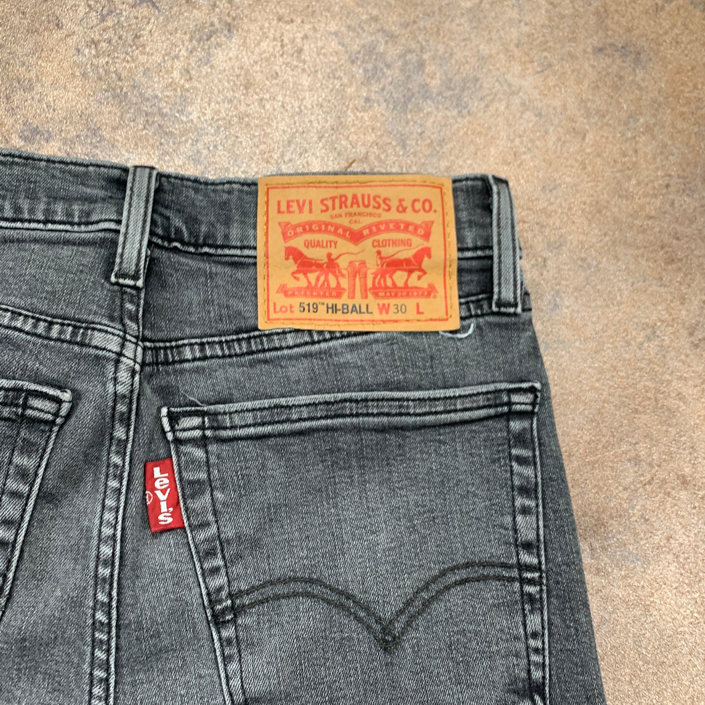 LEVI'S 519 Jeans W30 L30 Mens Skinny Fit Grey
