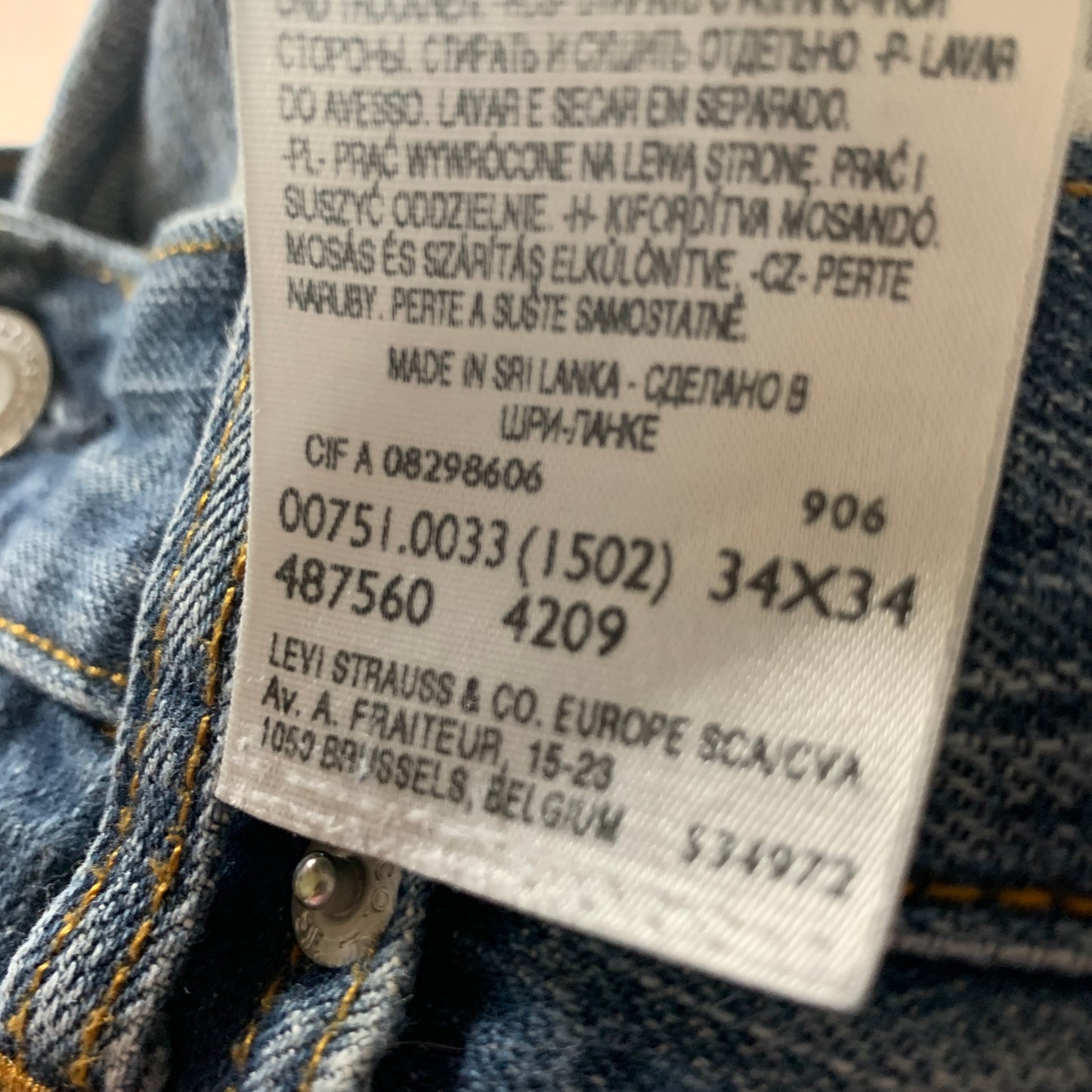 Vintage LEVI'S 751 Jeans W34 L30 Mens Regular Fit Straight Blue