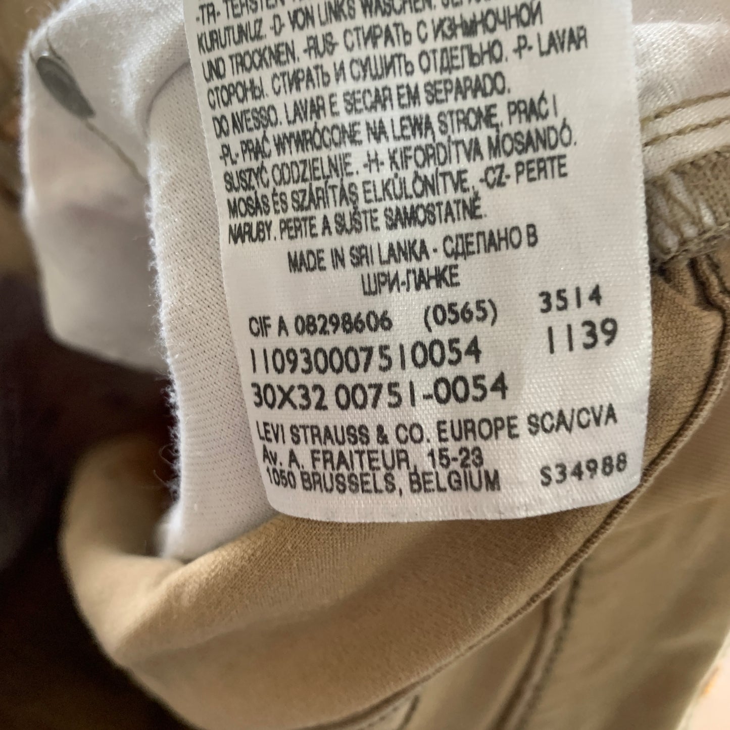 LEVI'S 751 Jeans W30 L28 Mens Regular Fit Straight Beige