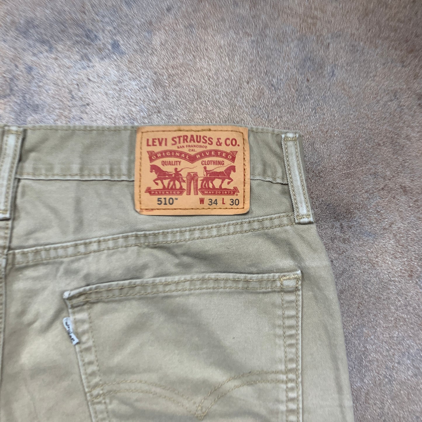 LEVI'S 510 Jeans W34 L29 Mens Skinny Fit Beige