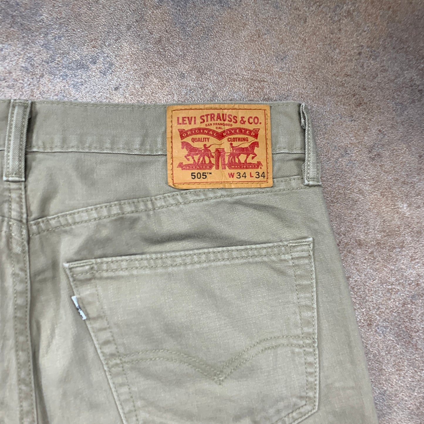 LEVI'S 505 Jeans W34 L34 Mens Regular Fit Straight Beige