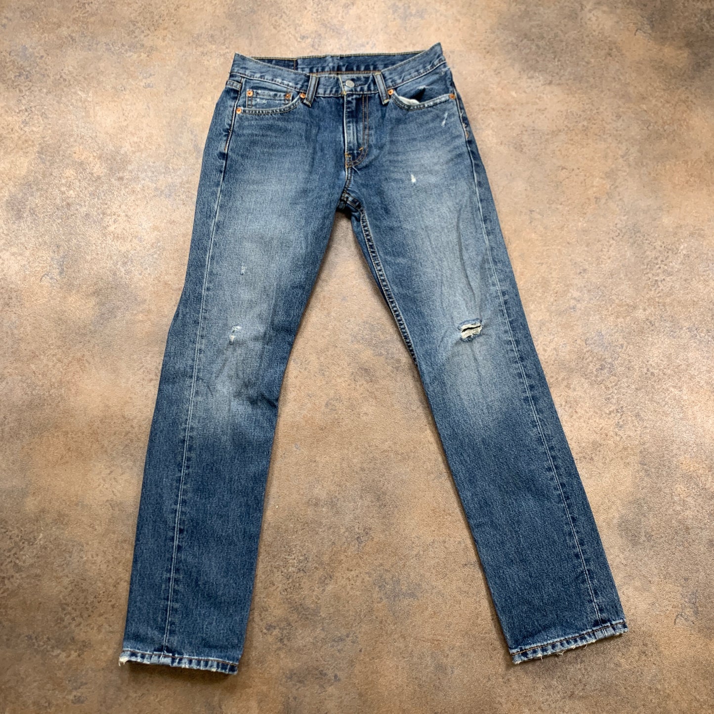 LEVI'S 511 Jeans W30 L31 Mens Slim Fit Blue RIPPED