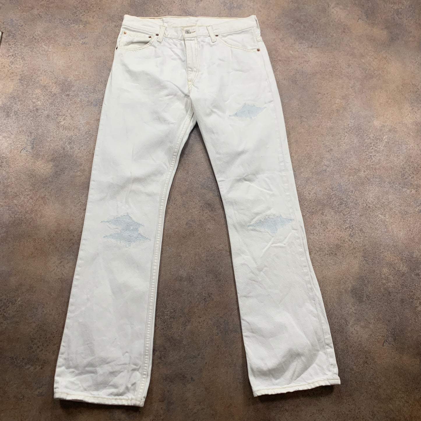 Vintage LEVI'S 507 Jeans W32 L34 Mens Bootcut Fit White