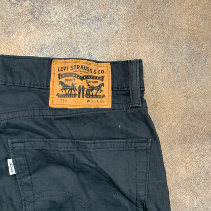 LEVI'S 751 Jeans W34 L33 Mens Regular Fit Straight Grey