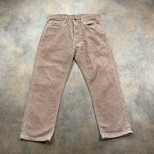 Vintage LEVI'S 551 Jeans W33 L26 Mens Regular Fit Beige Corduroy