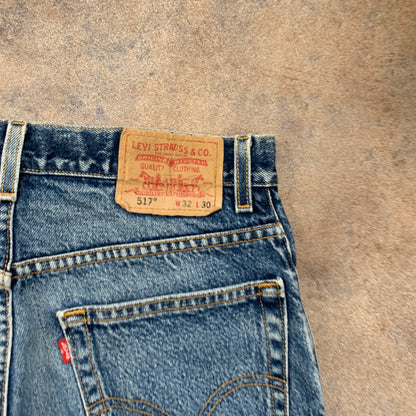Vintage LEVI'S 517 Jeans W32 L26 Mens Bootcut Fit Blue