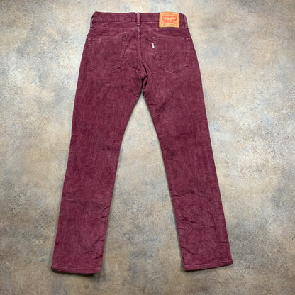 LEVI'S 511 Jeans W29 L29 Mens Slim Fit Purple Corduroy