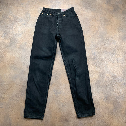 Vintage LEVI'S 901 Jeans W28 L32 Mens Relaxed Fit Tapered Black 90s