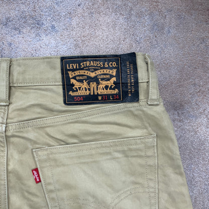 LEVI'S 504 Jeans W31 L33 Mens Regular Fit Straight Beige