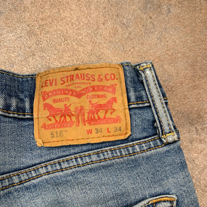 LEVI'S 516 Jeans W34 L34 Mens Regular Fit Straight Blue