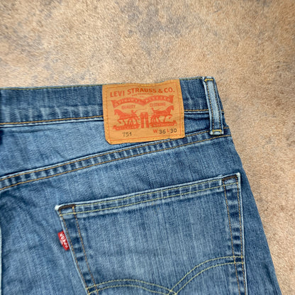 LEVI'S 751 Jeans W36 L30 Mens Regular Fit Straight Blue
