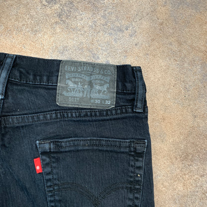 LEVI'S 511 Jeans W30 L32 Mens Slim Fit Black