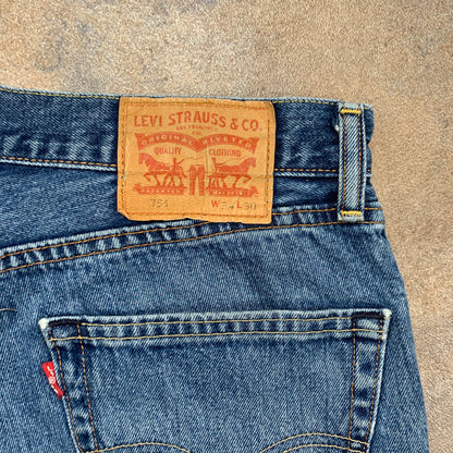 LEVI'S 751 Jeans W34 L30 Mens Regular Fit Straight Blue