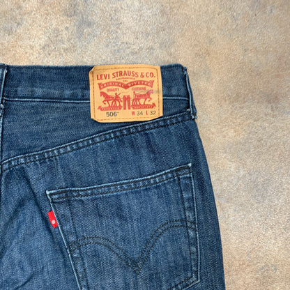 LEVI'S 506 Jeans W34 L28 Mens Regular Fit Straight Blue