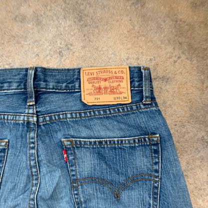 Vintage LEVI'S 751 Jeans W30 L33 Mens Regular Fit Straight Blue