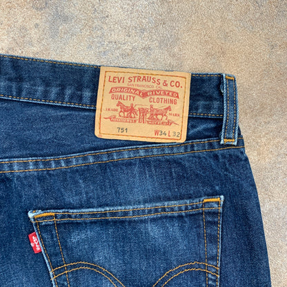 LEVI'S 751 Jeans W34 L24 Mens Regular Fit Straight Blue