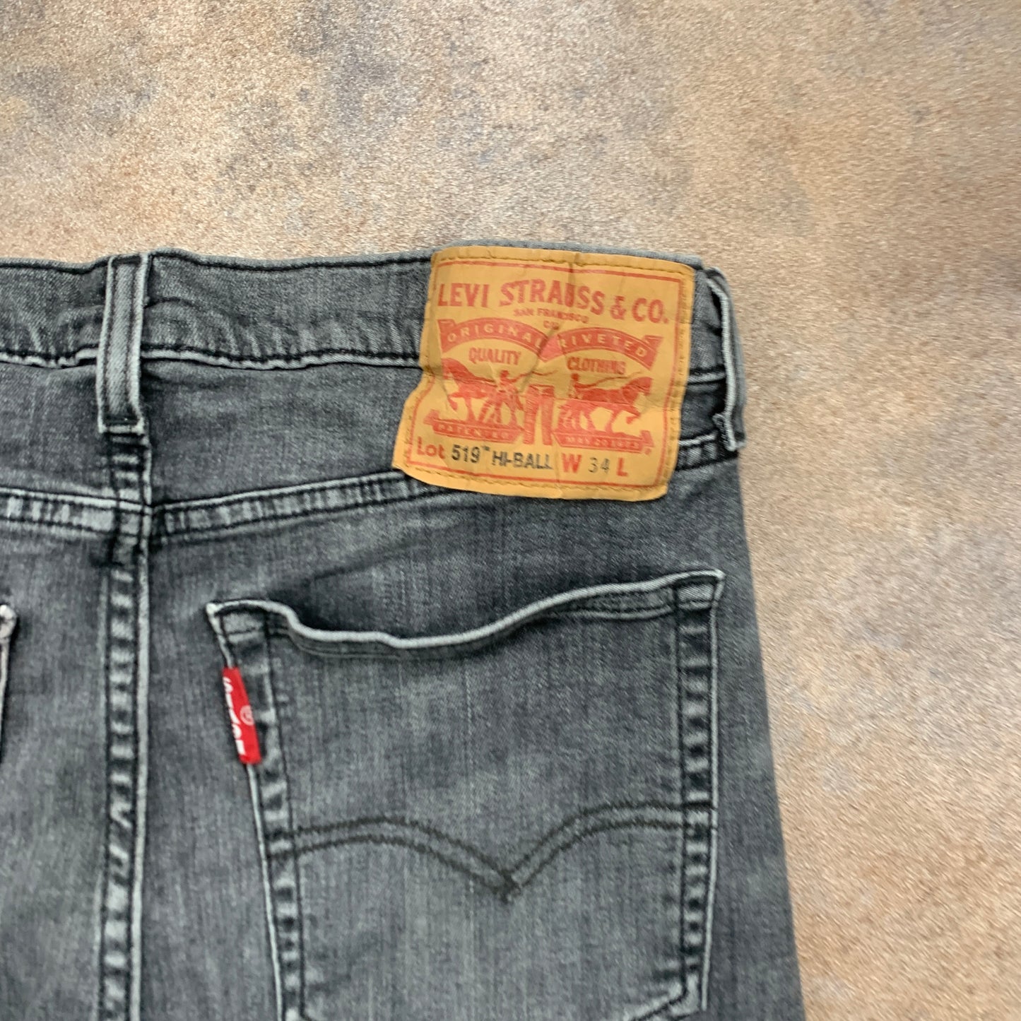 LEVI'S 519 Jeans W34 L28 Mens Skinny Fit Grey