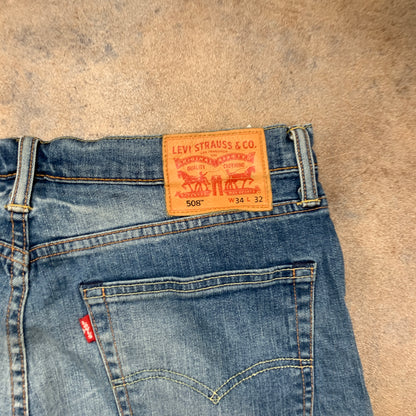 LEVI'S 508 Jeans W34 L31 Mens Slim Fit Straight Blue