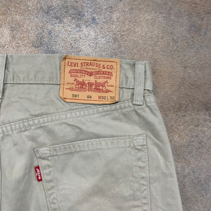 Vintage LEVI'S 581 Jeans W32 L30 Mens Regular Fit Straight Beige