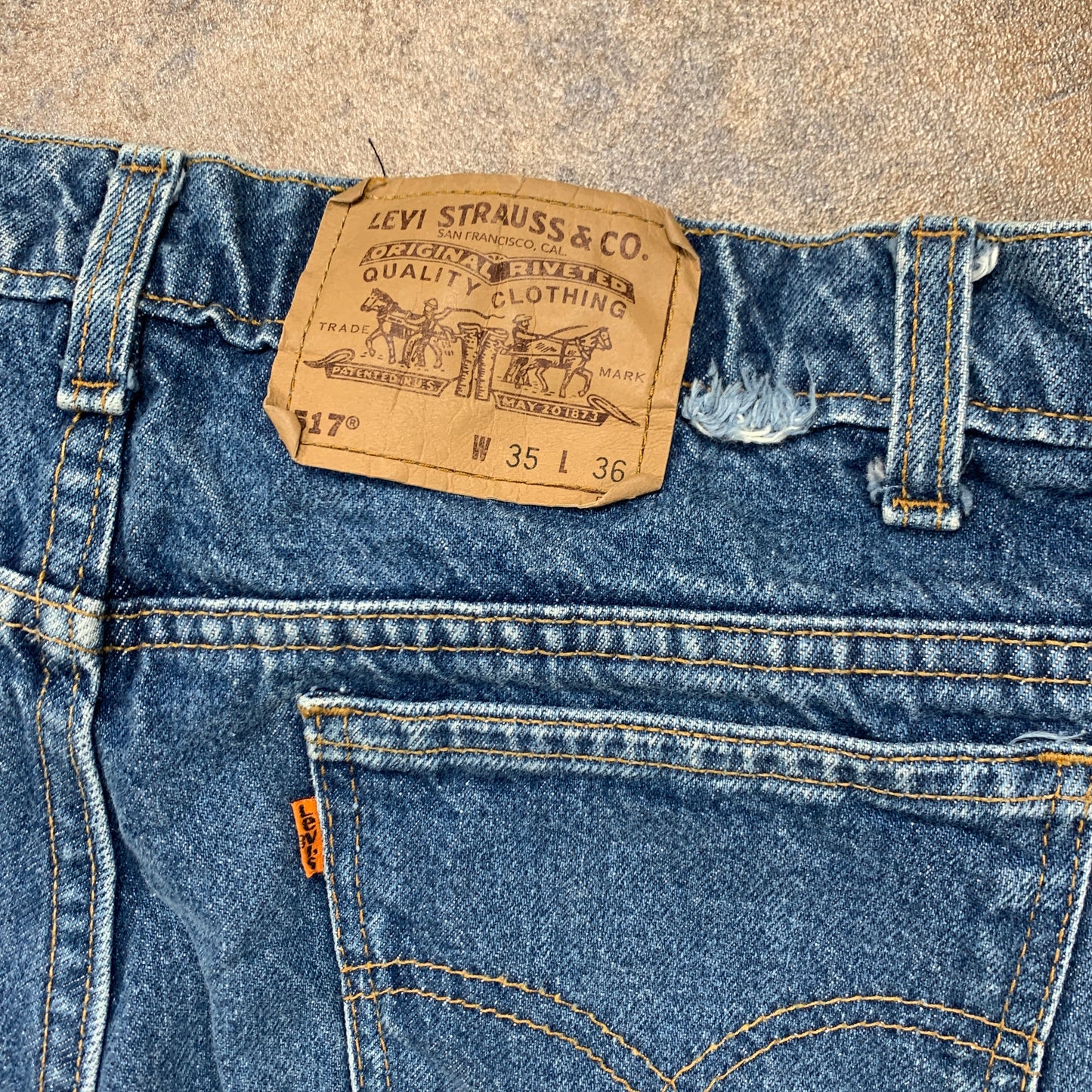 Vintage LEVI'S 517 Jeans W35 L35 Mens Bootcut Fit Blue 70s