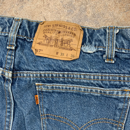 Vintage LEVI'S 517 Jeans W35 L35 Mens Bootcut Fit Blue 70s