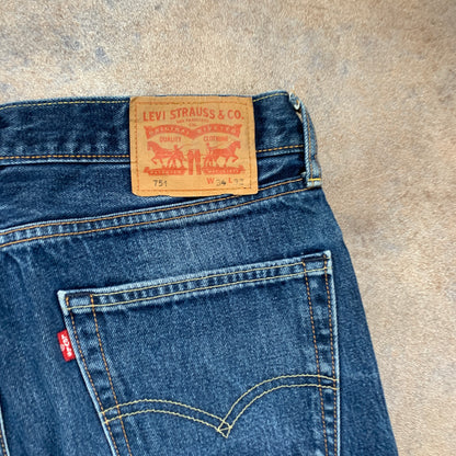 LEVI'S 751 Jeans W34 L32 Mens Regular Fit Straight Blue