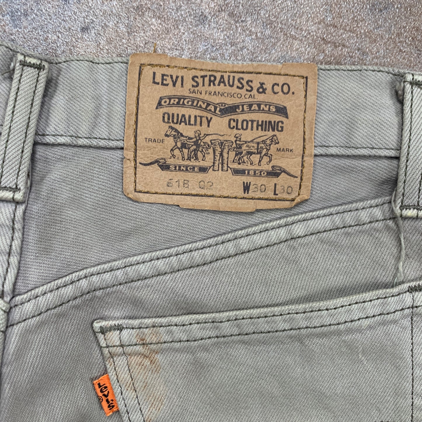 Vintage LEVI'S 618 Jeans W30 L30 Mens Regular Fit Tapered Beige 70s
