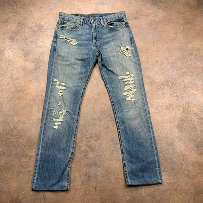 LEVI'S 511 Jeans W34 L31 Mens Slim Fit Blue Distressed