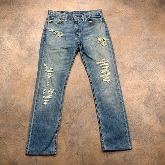 LEVI'S 511 Jeans W34 L31 Mens Slim Fit Blue Distressed