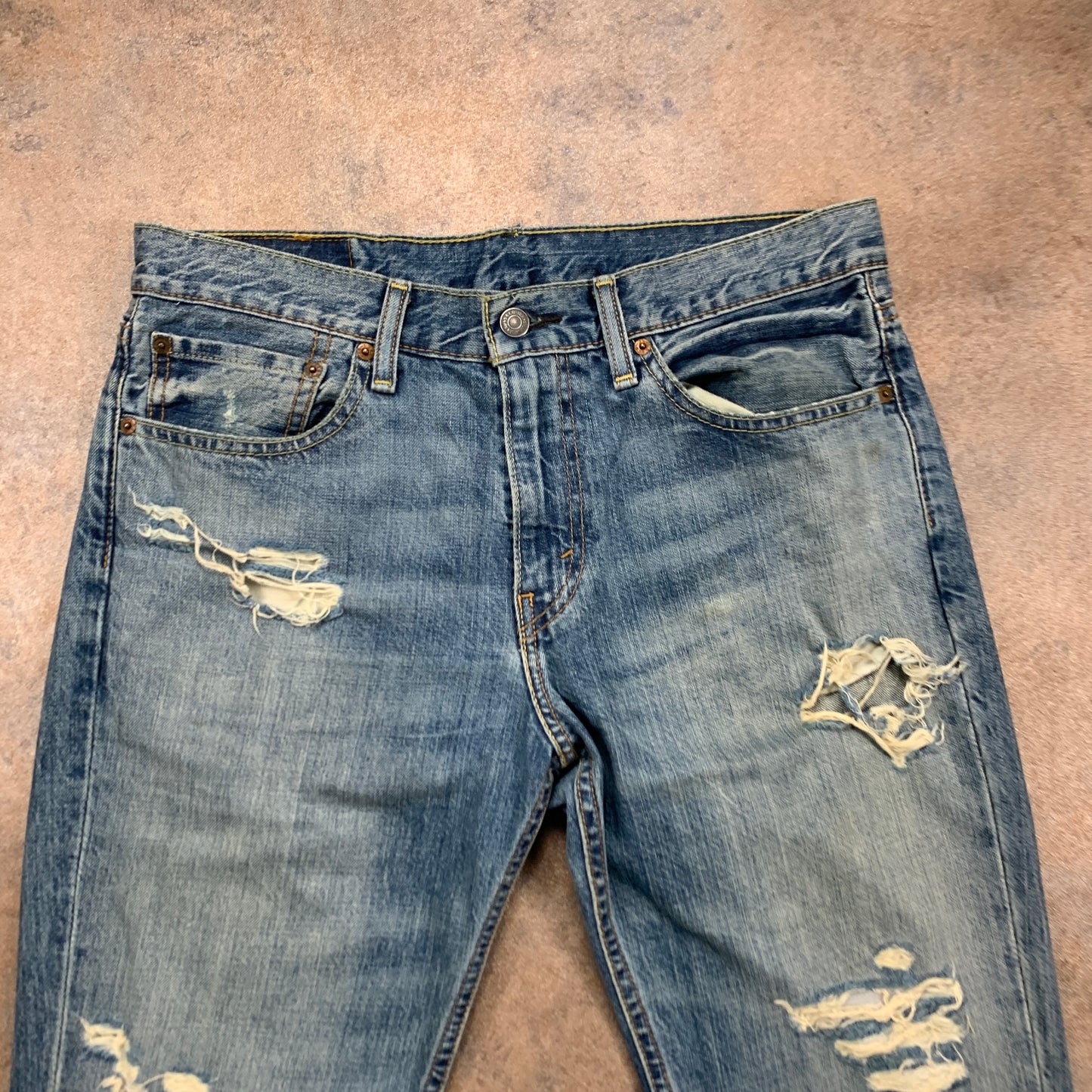 LEVI'S 511 Jeans W34 L31 Mens Slim Fit Blue Distressed