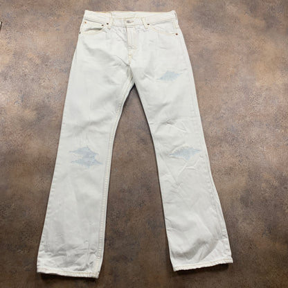 Vintage LEVI'S 507 Jeans W32 L34 Mens Bootcut Fit White