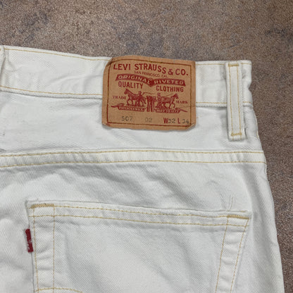 Vintage LEVI'S 507 Jeans W32 L34 Mens Bootcut Fit White